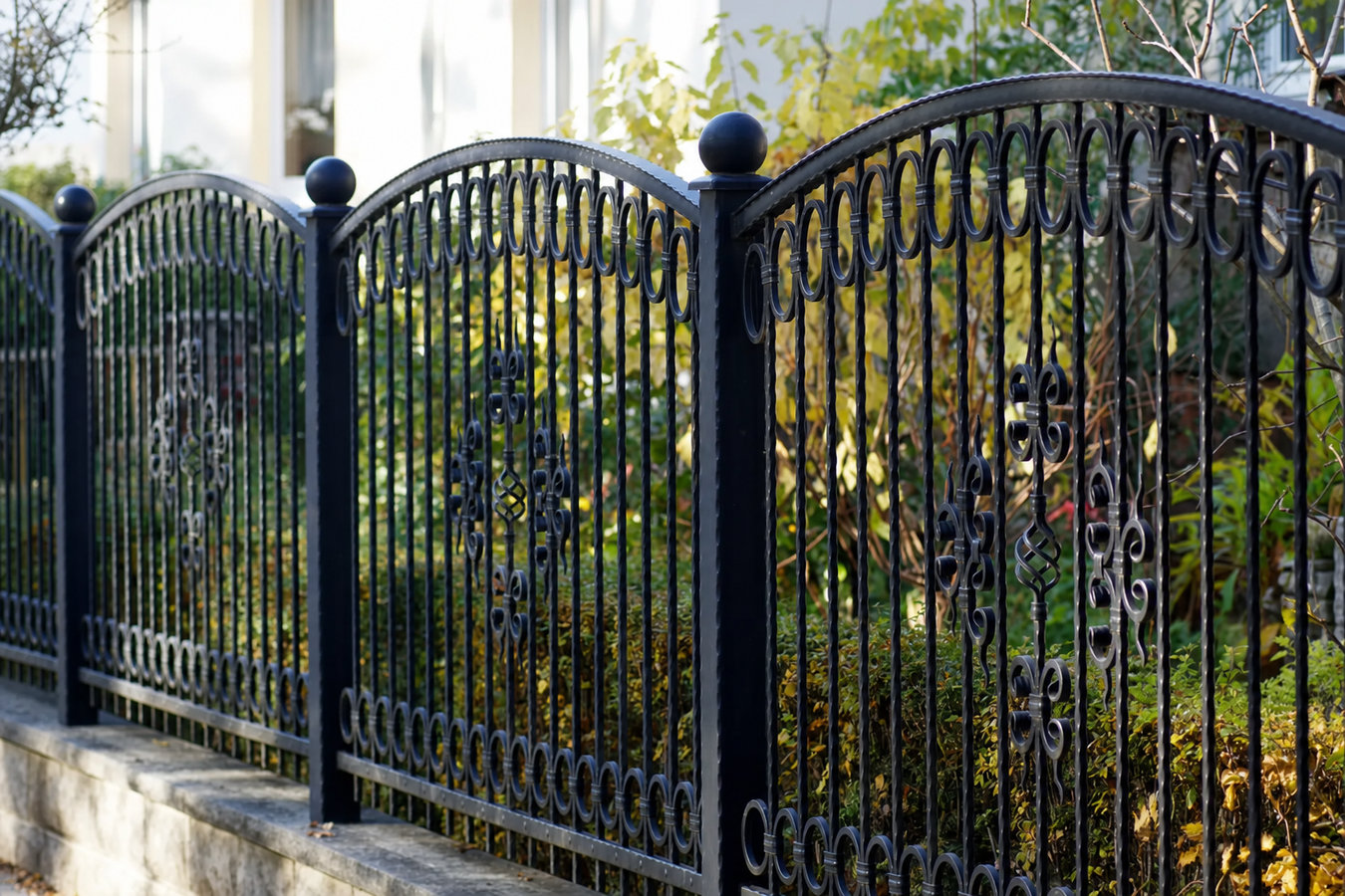 Ornamental iron fence installation
